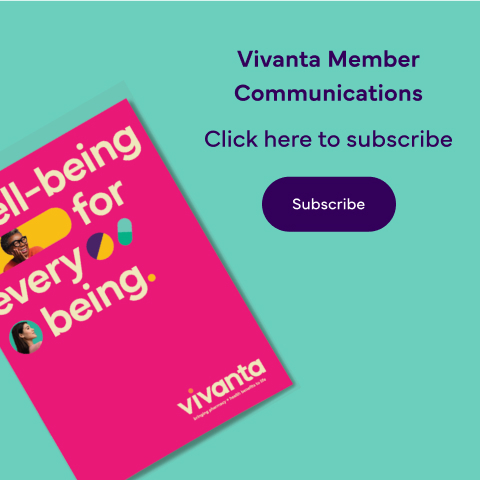 An image of a poster featuring a Vivanta advertisement next to a hand holding a teacup, with text reading: 'Vivanta Member Communications,' and below the text, a 'Subscribe' button.