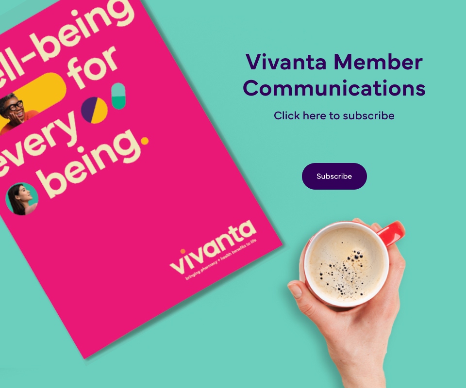 An image of a poster featuring a Vivanta advertisement next to a hand holding a teacup, with text reading: 'Vivanta Member Communications,' and below the text, a 'Subscribe' button.